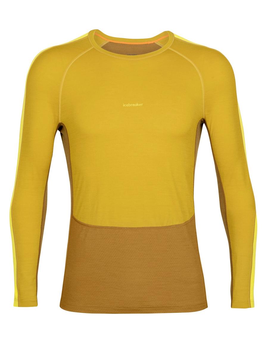 Silent Gold / Clove Men's Icebreaker 200 ZoneKnit™ Merino Long Sleeve Crewe Base Layers | USA 1326HAPK